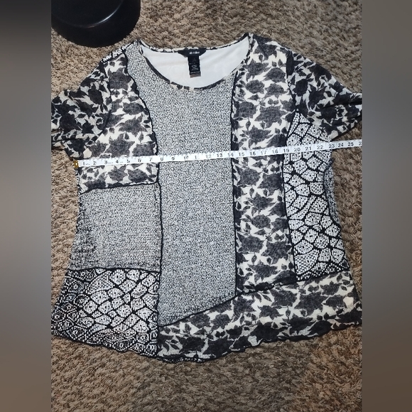 Ali Miles Top Wool Blend Patchwork Floral Mesh Boho Artsy - Picture 12 of 16